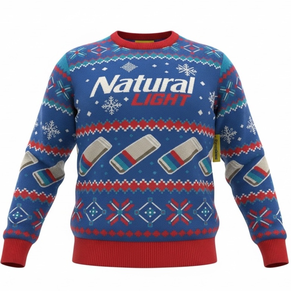 Tipsy Elves men’s Natural Bud Light Ugly Christmas Sweater size 3XlL NWT